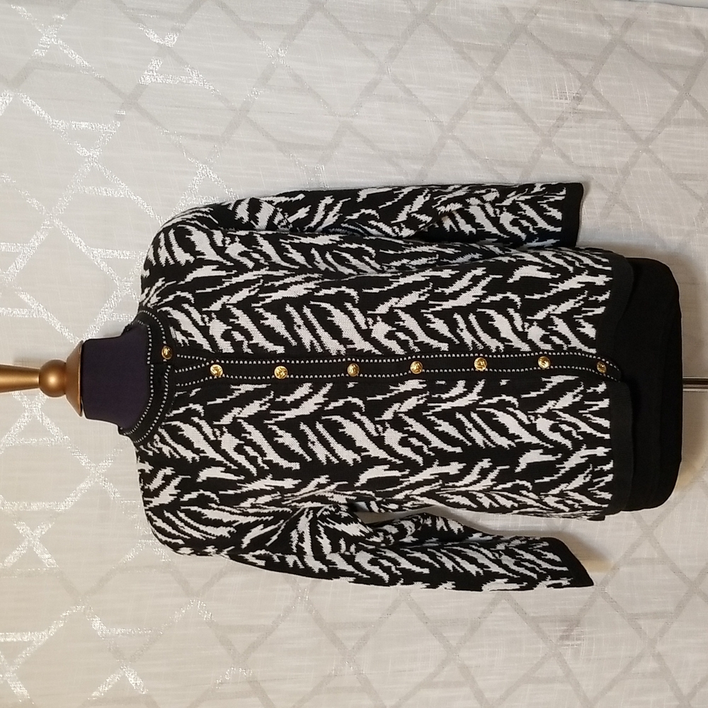 Vintage British Vogue Cardigan Sweater Black/White